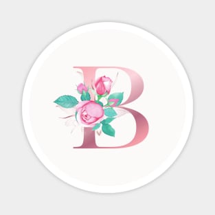 ALPHABET LETTER B IN FLORAL STYLE; PERSONALIZED GIFTS WITH FLOWERS LETTER Magnet